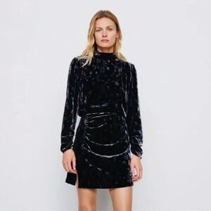 Zara Black Floral Velvet Dress